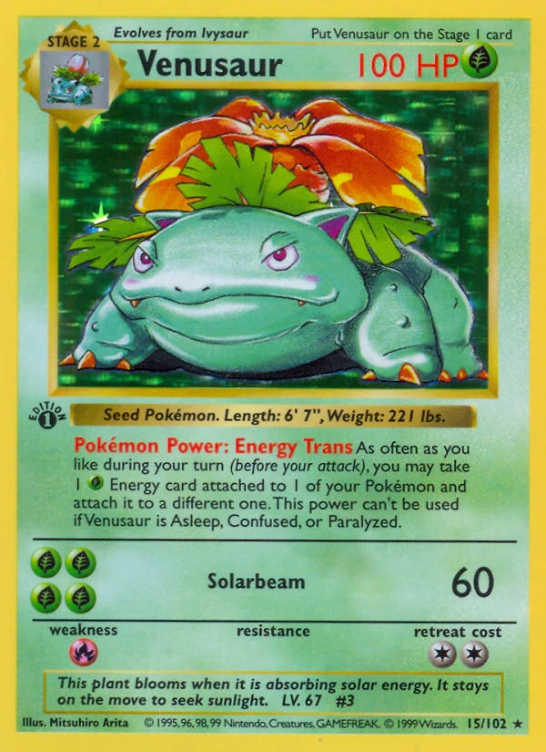 Base Set holo Venusaur card